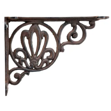 Clamshell Shelf Bracket - Rust Brown Cast Iron - 8.625" Deep
