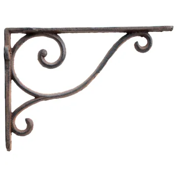 Decorative Cast Iron Wall Shelf Bracket - Simple Vine - Rust Brown - 9" Deep