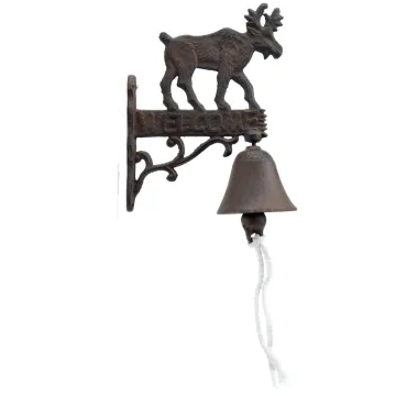 Cast Iron Dinner Bell Moose Welcome Distressed Brown