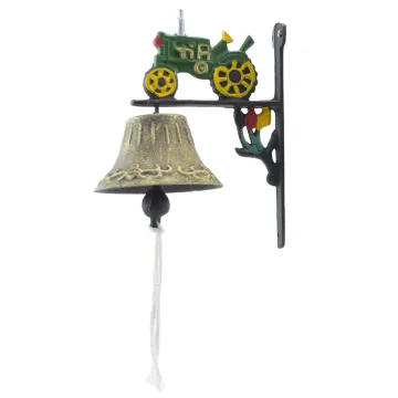 Cast Iron Dinner Bell Green Farm Tractor Colorful