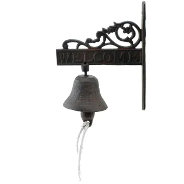 Cast Iron Dinner Bell Flower Vine Welcome Distressed Brown