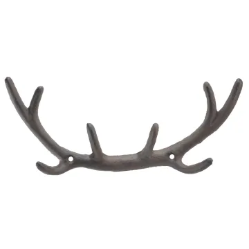 Cast Iron Wall Hook Rack Deer Antlers 11.25 Wide