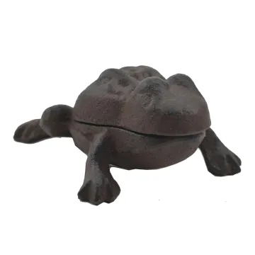 Frog Hide A Key Box Distressed Brown Cast Iron