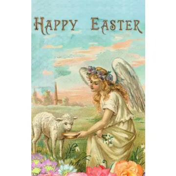Flag Emotes - Double Sided Garden Flag - Happy Easter Angel & Lamb