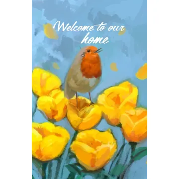 Flag Emotes Double Sided Garden Flag Bird & Flowers Welcome To Our Home