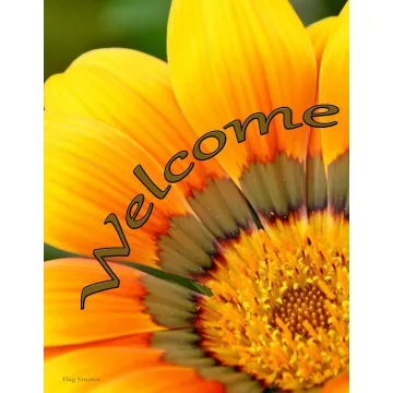 Flag Emotes - Double Sided Garden Flag - Orange & Green Flower Welcome