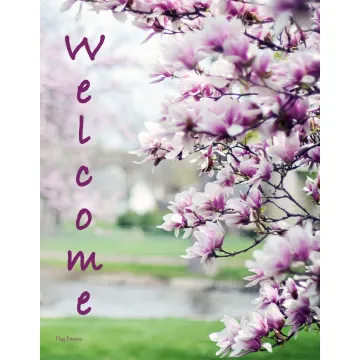 Flag Emotes - Double Sided Garden Flag - Pink Dogwood Tree Welcome