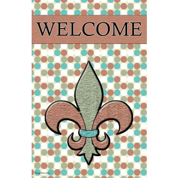Flag Emotes Double Sided Garden Flag Welcome Fleur De Lis Polka Dots