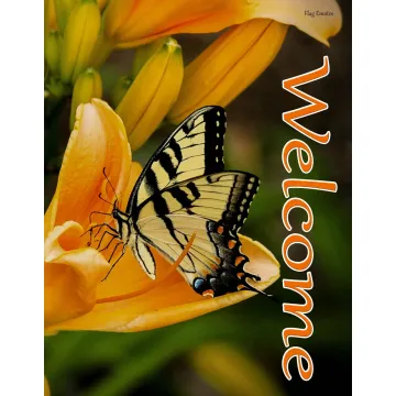 Flag Emotes - Double Sided Garden Flag - Yellow Butterfly Welcome