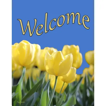 Flag Emotes - Double Sided Garden Flag - Yellow Tulips Welcome