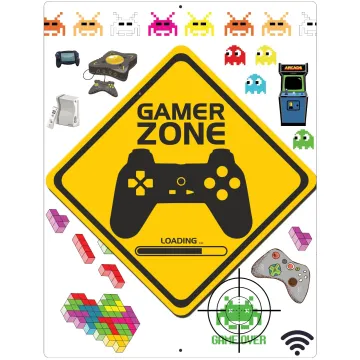 Aluminum Sign Gamer Zone - 12" x 9"