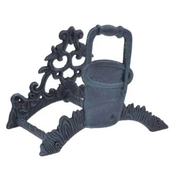 Garden Hose Holder - Water Pail Bucket - Verdigris Cast Iron - 10" Wide