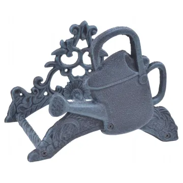 Garden Hose Holder - Watering Can - Verdigris Cast Iron - 9.75" Wide