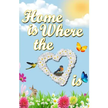 Flag Emotes Double Sided Garden Flag Bird & Flowers Home Is Where The Heart Is