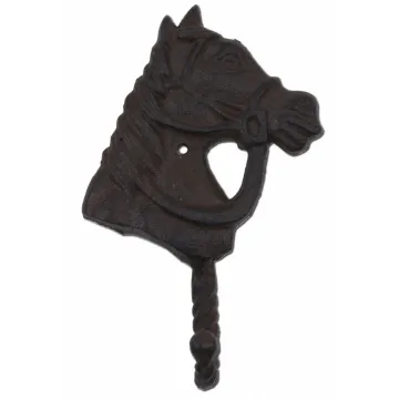 Horse Head Western Wall Hook - Rust Brown Cast Iron - 6.25" Tall