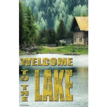 Flag Emotes Double Sided Garden Flag Welcome To The Lake Cabin Scene
