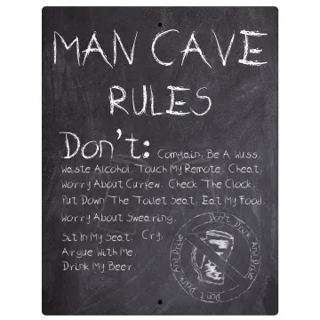 Aluminum Sign Man Cave Rules Don't Chalkboard Style