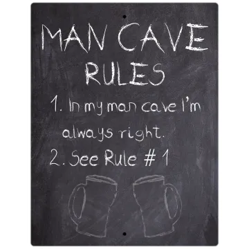 Aluminum Sign Man Cave Rules I'm Always Right Chalkboard Style