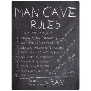 Aluminum Sign 14 Man Cave Rules Chalkboard Style