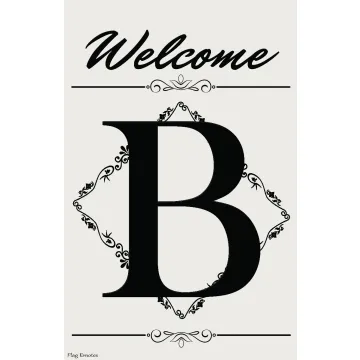 Flag Emotes - Double Sided Welcome Garden Flag - Monogram Diamond Floral Vine