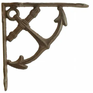 Nautical Shelf Bracket - Ship Anchor - Rust Brown Cast Iron - 7.75" Deep