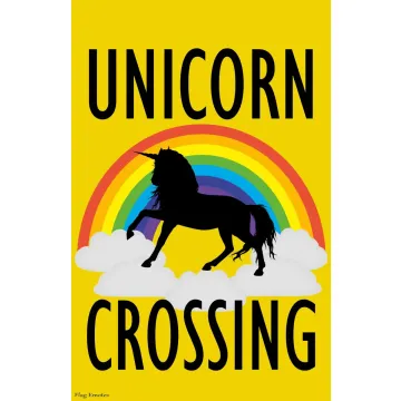 Flag Emotes Double Sided Garden Flag Unicorn Crossing