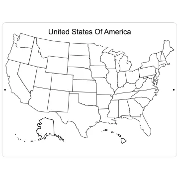 Aluminum Sign United States Of America Map Black & White
