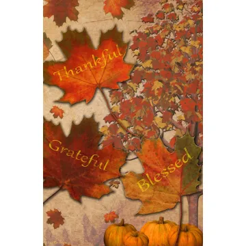 Flag Emotes - Double Sided Garden Flag - Fall Leaves Thankful, Grateful, Blessed