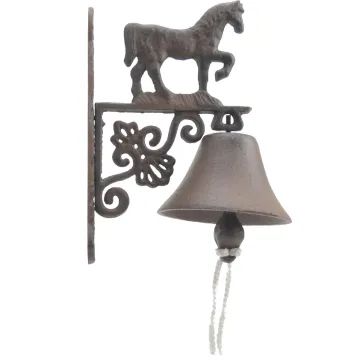 Cast Iron Dinner Bell Walking Horse Distressed Brown