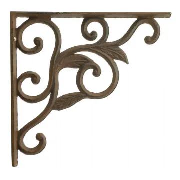 Wall Shelf Bracket - Leaf Vine Pattern - Cast Iron - 8.75"