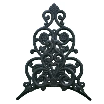 Cast Iron Garden Hose Holder Victorian Floral & Spade Pattern - Black - 13.25" Tall