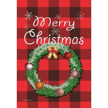Flag Emotes - Double Sided Garden Flag - Merry Christmas Flannel Wreath