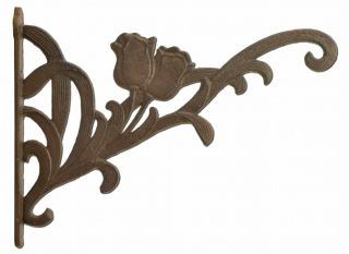 Decorative Tulip Flowers Cast Iron Plant Hanger Hook - Large 12.75" Long