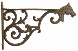 Decorative Horse Head Cast Iron Plant Hanger Hook - Large 13.375" Long