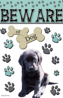 Flag Emotes Double Sided Garden Flag Beware Of Dog - Black Lab Puppy