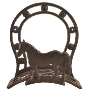 Cast Iron Hose Holder - Horse & Horseshoe - 10.75" Tall