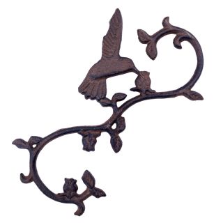 Cast Iron S Style Plant Hook Drinking Hummingbird 11.25" Long