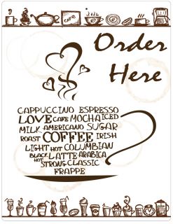 Aluminum Sign Coffee Order Here - 12" x 9"