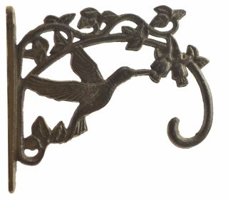 Decorative Cast Iron Plant Hanger Hook - Hummingbird - 7.5" Deep