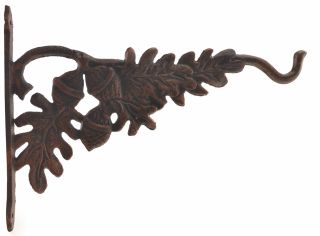 Decorative Plant Hanger - Oak Leaf & Acorn - Bronze Cast Iron - 12.625" Deep