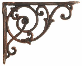 Decorative Cast Iron Wall Shelf Bracket - Ornate Vine - 8.5" Deep