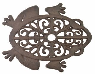 Decorative Cast Iron Yard & Garden Stepping Stone - Cutout Frog - Rust Brown