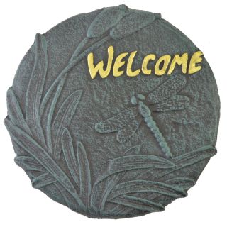 Decorative Cast Iron Yard & Garden Stepping Stone - Welcome - Dragonfly