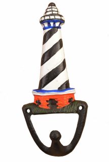 Decorative Nautical Wall Hook - Black & White Lighthouse - 6.375" Tall