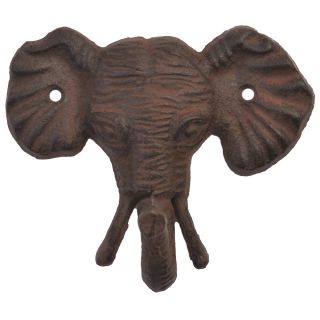 Decorative Wall Hook - Elephant Head - Rust Brown - 4.25" Tall