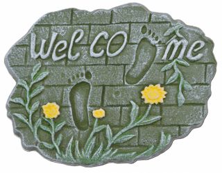Decorative Welcome Stepping Stone - Footprints On Brick - Cast Iron 10.75"