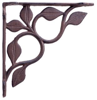 Wall Shelf Bracket Vine & Leaf Brown Cast Iron 7.13" Deep