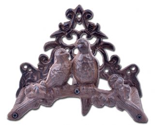 Cast Iron Garden Hose Holder Love Birds 8.75" Wide