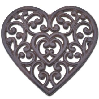 Decorative Cast Iron Trivet Ornate Heart 8" Wide