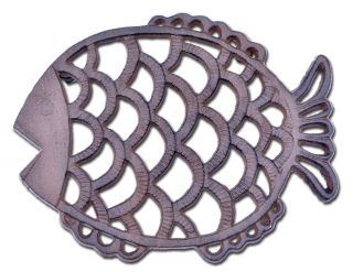 Decorative Cast Iron Trivet Fish 7.75" Wide